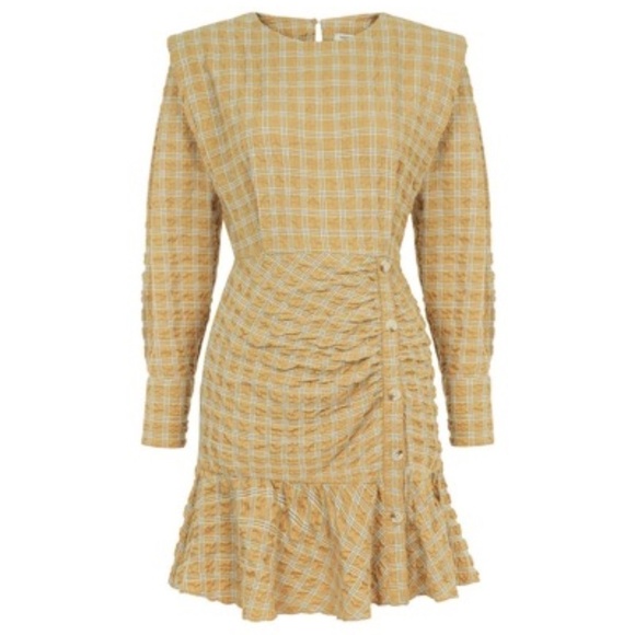 Nocturne Plaid Shoulder Pad Mini Dress 38 - Picture 1 of 14